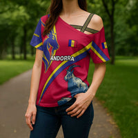 Andorra Cross Shoulder Shirt with Mountain Goat and Curved Stripe Design - Wonder Print Shop