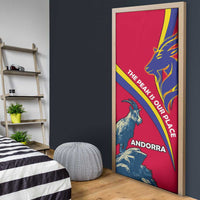 Andorra Door Cover with Mountain Goat and Curved Stripe Design - Wonder Print Shop