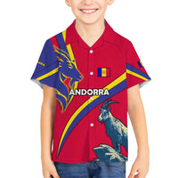 Andorra Family Matching Off Shoulder Maxi Dress and Hawaiian Shirt with Mountain Goat and Curved Stripe Design - Wonder Print Shop