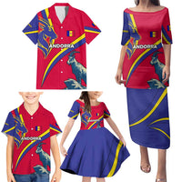 Andorra Family Matching Puletasi and Hawaiian Shirt with Mountain Goat and Curved Stripe Design - Wonder Print Shop