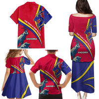 Andorra Family Matching Puletasi and Hawaiian Shirt with Mountain Goat and Curved Stripe Design - Wonder Print Shop