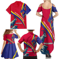 Andorra Family Matching Summer Maxi Dress and Hawaiian Shirt with Mountain Goat and Curved Stripe Design - Wonder Print Shop