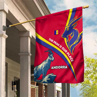 Andorra Garden Flag with Mountain Goat and Curved Stripe Design - Wonder Print Shop
