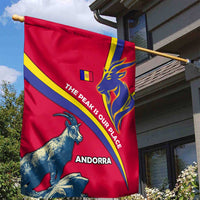 Andorra Garden Flag with Mountain Goat and Curved Stripe Design - Wonder Print Shop