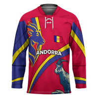 Andorra Hockey Jersey with Mountain Goat and Curved Stripe Design - Wonder Print Shop