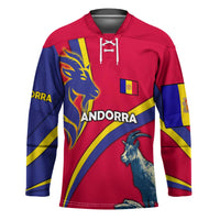 Andorra Hockey Jersey with Mountain Goat and Curved Stripe Design - Wonder Print Shop