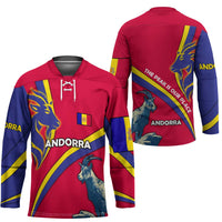 Andorra Hockey Jersey with Mountain Goat and Curved Stripe Design - Wonder Print Shop