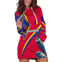 Andorra Hoodie Dress with Mountain Goat and Curved Stripe Design - Wonder Print Shop