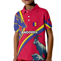 Andorra Kid Polo Shirt with Mountain Goat and Curved Stripe Design - Wonder Print Shop