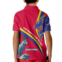 Andorra Kid Polo Shirt with Mountain Goat and Curved Stripe Design - Wonder Print Shop