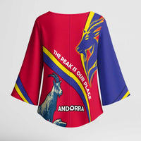 Andorra Kimono Sleeve Blouse with Mountain Goat and Curved Stripe Design - Wonder Print Shop