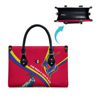 Andorra Leather Bag with Mountain Goat and Curved Stripe Design - Wonder Print Shop
