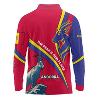 Andorra Long Sleeve Polo Shirt with Mountain Goat and Curved Stripe Design - Wonder Print Shop