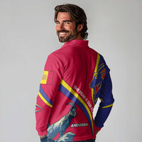 Andorra Long Sleeve Polo Shirt with Mountain Goat and Curved Stripe Design - Wonder Print Shop