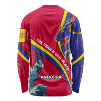 Andorra Long Sleeve Shirt with Mountain Goat and Curved Stripe Design - Wonder Print Shop