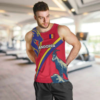 Andorra Men Tank Top with Mountain Goat and Curved Stripe Design - Wonder Print Shop