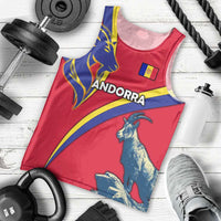 Andorra Men Tank Top with Mountain Goat and Curved Stripe Design - Wonder Print Shop
