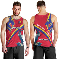 Andorra Men Tank Top with Mountain Goat and Curved Stripe Design - Wonder Print Shop