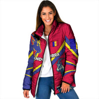 Andorra Padded Jacket with Mountain Goat and Curved Stripe Design - Wonder Print Shop
