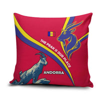 Andorra Pillow Cover with Mountain Goat and Curved Stripe Design - Wonder Print Shop