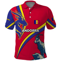 Andorra Polo Shirt with Mountain Goat and Curved Stripe Design - Wonder Print Shop