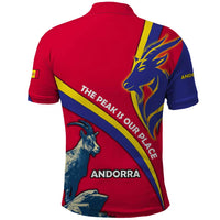 Andorra Polo Shirt with Mountain Goat and Curved Stripe Design - Wonder Print Shop