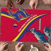 Andorra Puzzle with Mountain Goat and Curved Stripe Design - Wonder Print Shop