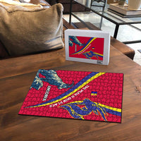 Andorra Puzzle with Mountain Goat and Curved Stripe Design - Wonder Print Shop