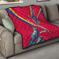 Andorra Quilt with Mountain Goat and Curved Stripe Design - Wonder Print Shop