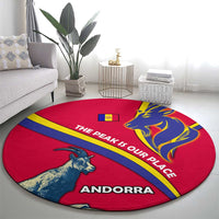 Andorra Round Carpet with Mountain Goat and Curved Stripe Design - Wonder Print Shop