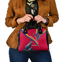 Andorra Shoulder Handbag with Mountain Goat and Curved Stripe Design - Wonder Print Shop