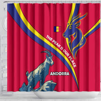 Andorra Shower Curtain with Mountain Goat and Curved Stripe Design - Wonder Print Shop