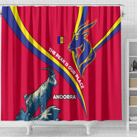 Andorra Shower Curtain with Mountain Goat and Curved Stripe Design - Wonder Print Shop