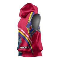 Andorra Sleeveless Hoodie with Mountain Goat and Curved Stripe Design - Wonder Print Shop