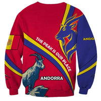 Andorra Sweatshirt with Mountain Goat and Curved Stripe Design - Wonder Print Shop