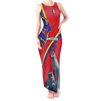 Andorra Tank Maxi Dress with Mountain Goat and Curved Stripe Design - Wonder Print Shop