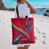 Andorra Tote Bag with Mountain Goat and Curved Stripe Design - Wonder Print Shop