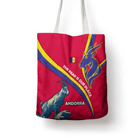 Andorra Tote Bag with Mountain Goat and Curved Stripe Design - Wonder Print Shop