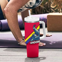 Andorra Tumbler With Handle with Mountain Goat and Curved Stripe Design - Wonder Print Shop