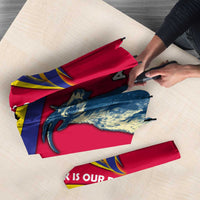 Andorra Umbrella with Mountain Goat and Curved Stripe Design - Wonder Print Shop