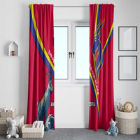 Andorra Window Curtain with Mountain Goat and Curved Stripe Design - Wonder Print Shop