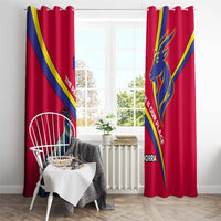 Andorra Window Curtain with Mountain Goat and Curved Stripe Design - Wonder Print Shop