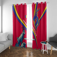 Andorra Window Curtain with Mountain Goat and Curved Stripe Design - Wonder Print Shop