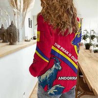 Andorra Women Casual Shirt with Mountain Goat and Curved Stripe Design - Wonder Print Shop