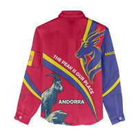 Andorra Women Casual Shirt with Mountain Goat and Curved Stripe Design - Wonder Print Shop