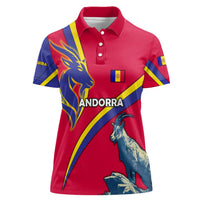 Andorra Women Polo Shirt with Mountain Goat and Curved Stripe Design - Wonder Print Shop
