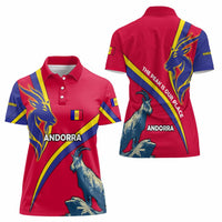 Andorra Women Polo Shirt with Mountain Goat and Curved Stripe Design - Wonder Print Shop