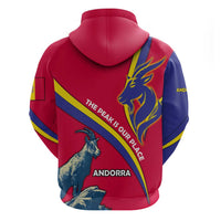 Andorra Zip Hoodie with Mountain Goat and Curved Stripe Design - Wonder Print Shop