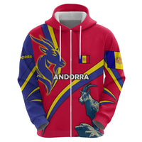 Andorra Zip Hoodie with Mountain Goat and Curved Stripe Design - Wonder Print Shop