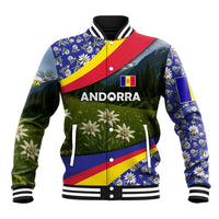 Andorra Baseball Jacket with Edelweiss Mountain Landscape Design - Wonder Print Shop